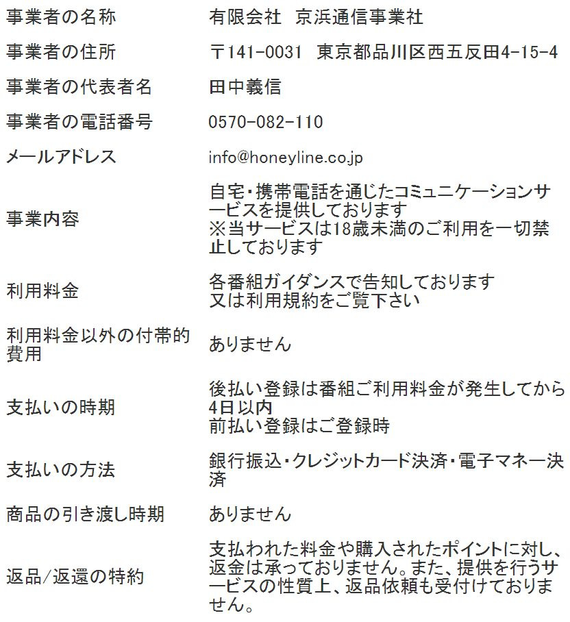 特定商取引法に基づく表記
